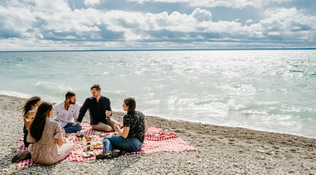grand hotel picnic on a lake retreat